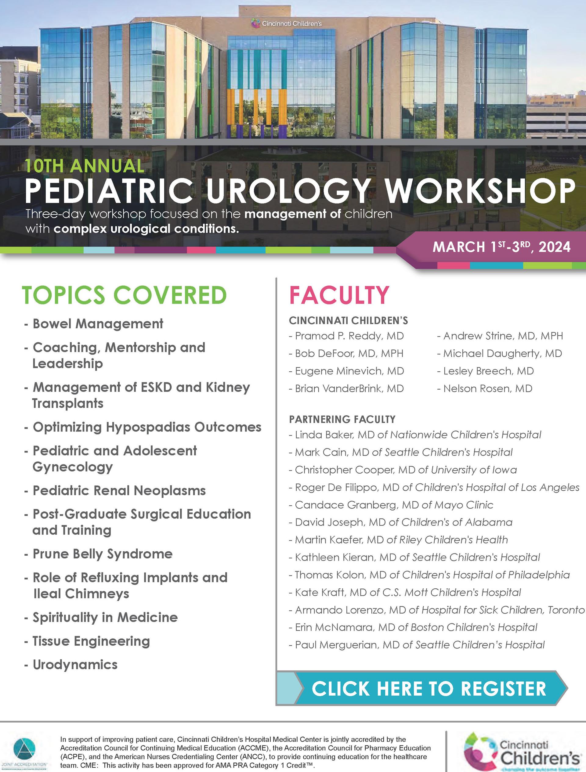 2024 Pediatric Urology Workshop Flyer